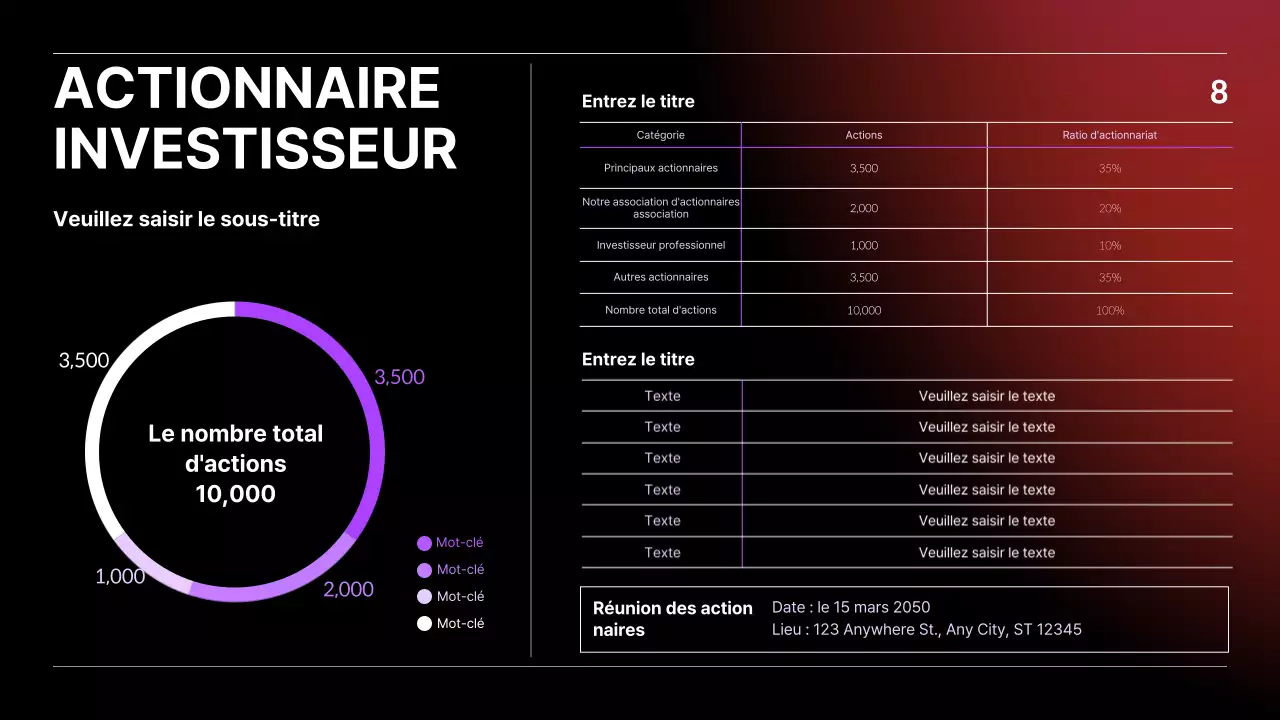 Présentation IR avec dégradé noir, bleu et rouge, concept d'affaires