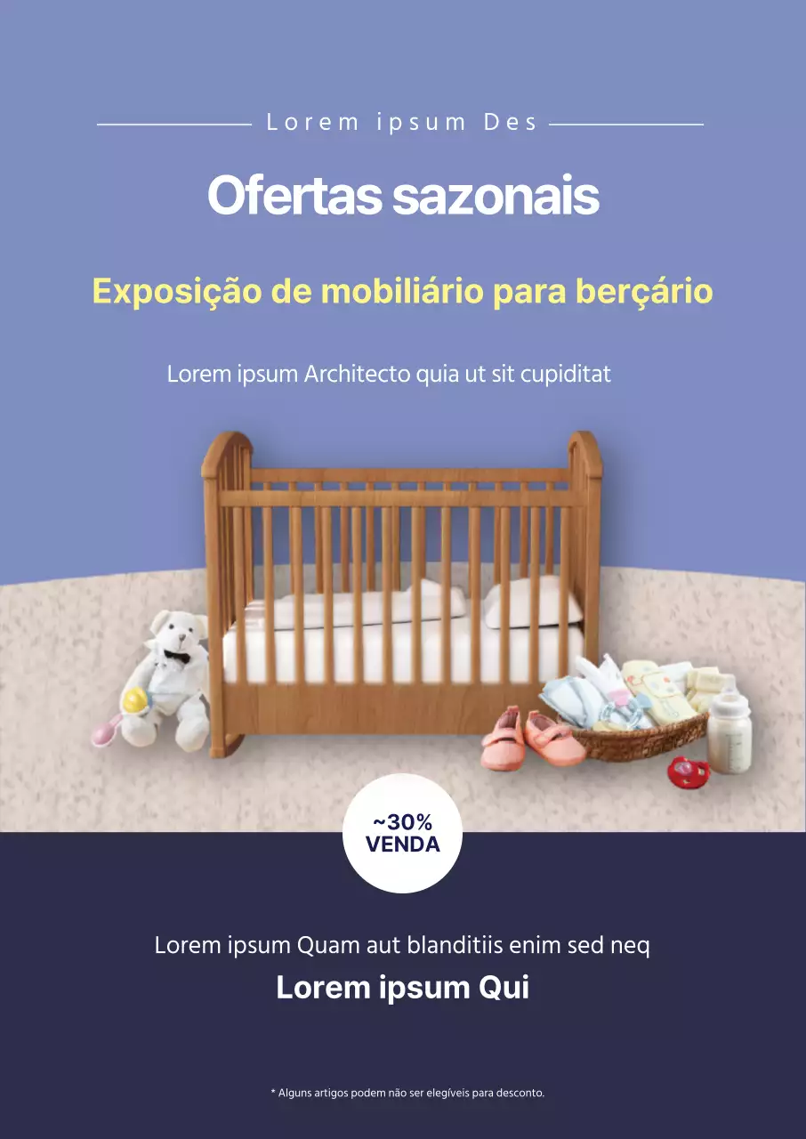 Promover um evento com fotografia azul e mobiliário limpo