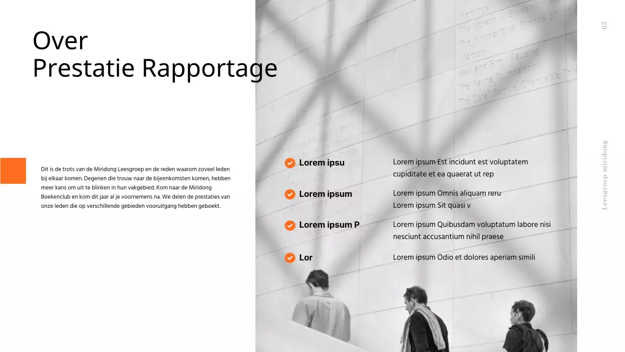 Oranje, strak, modern, boekenclubwerving in een boekachtige stijl