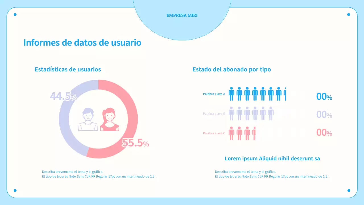 Gráficos e infografías con círculos en tonos pastel azules
