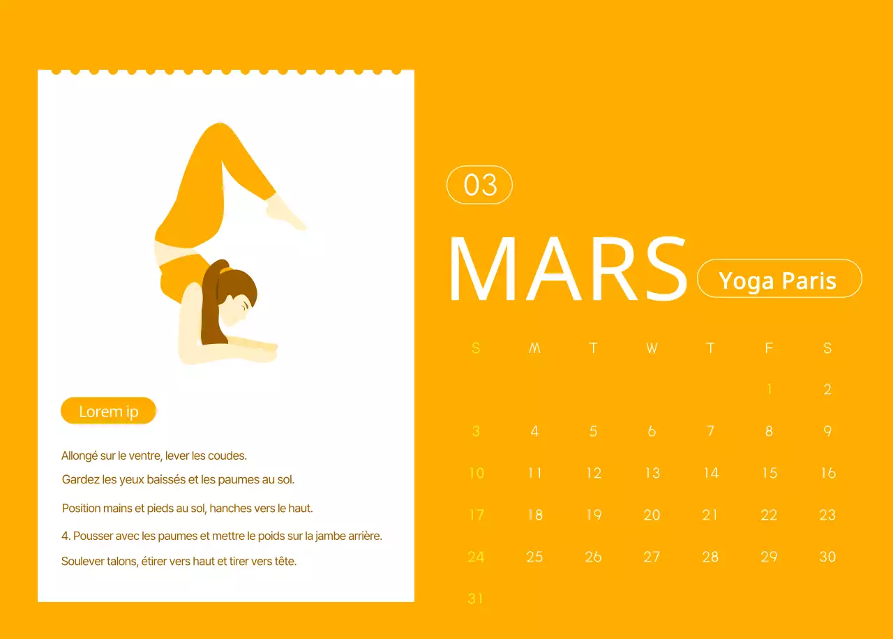 Calendriers orange à distribuer lors de la promotion de votre studio de yoga
