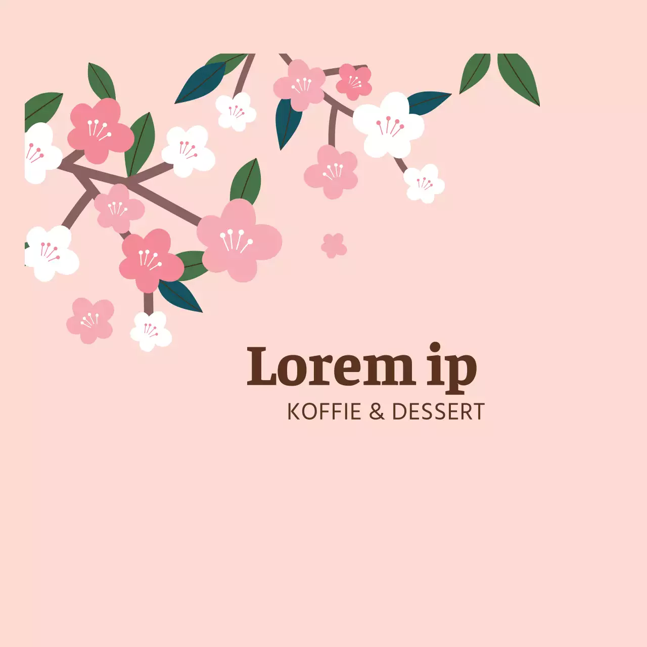 Keurig café promotielabel met roze illustratie