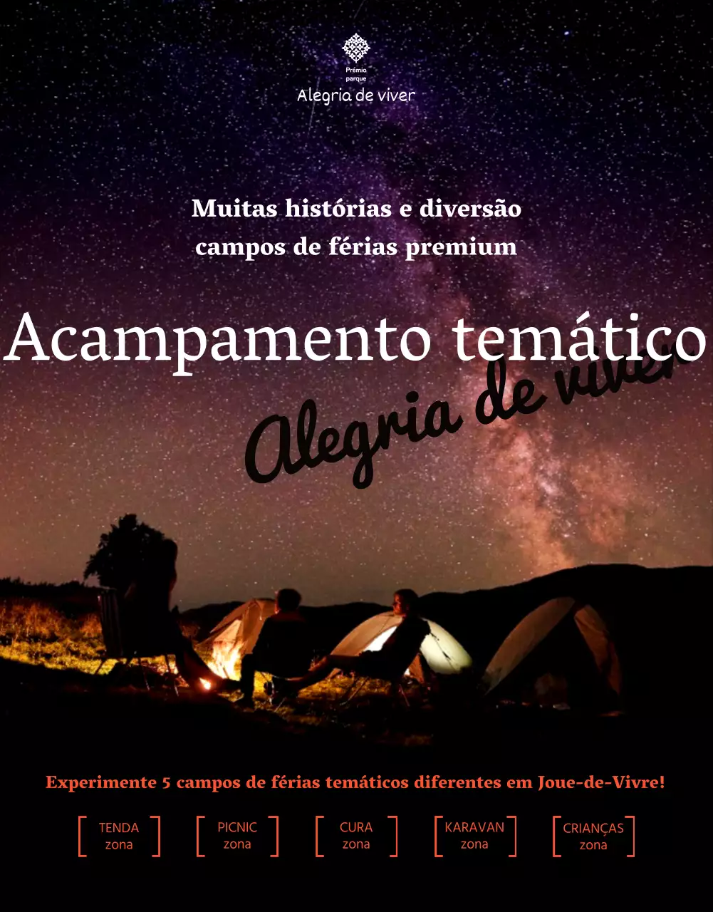 Campos Premium para uma variedade de parques de campismo temáticos sob as estrelas