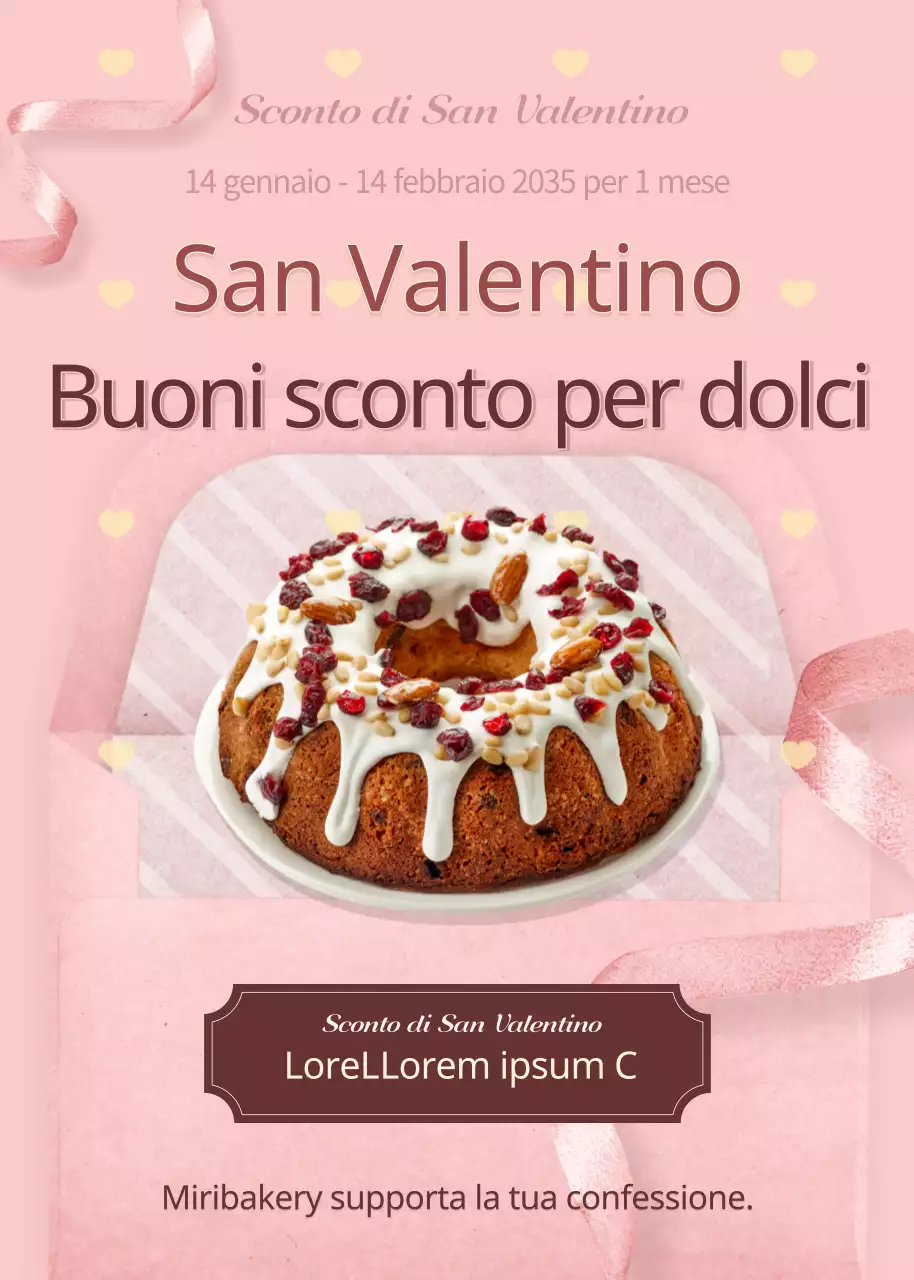 Tema dell'evento con coupon di sconto per San Valentino rosa e marrone