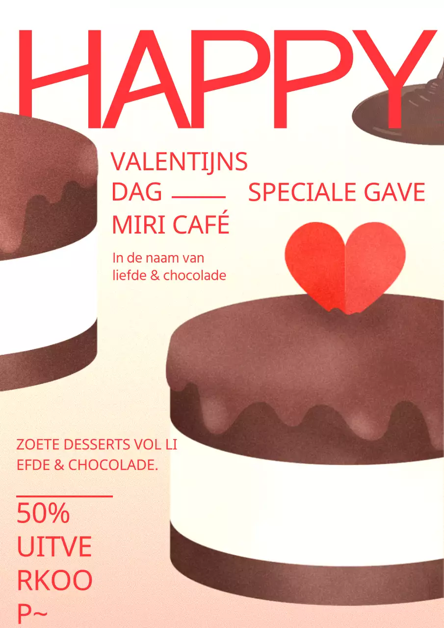Valentijnsuitverkoop in rood en chocolade