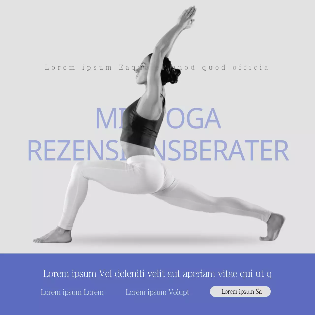 Graue und blaue, fotohervorgehobene Yoga-Einstellungen