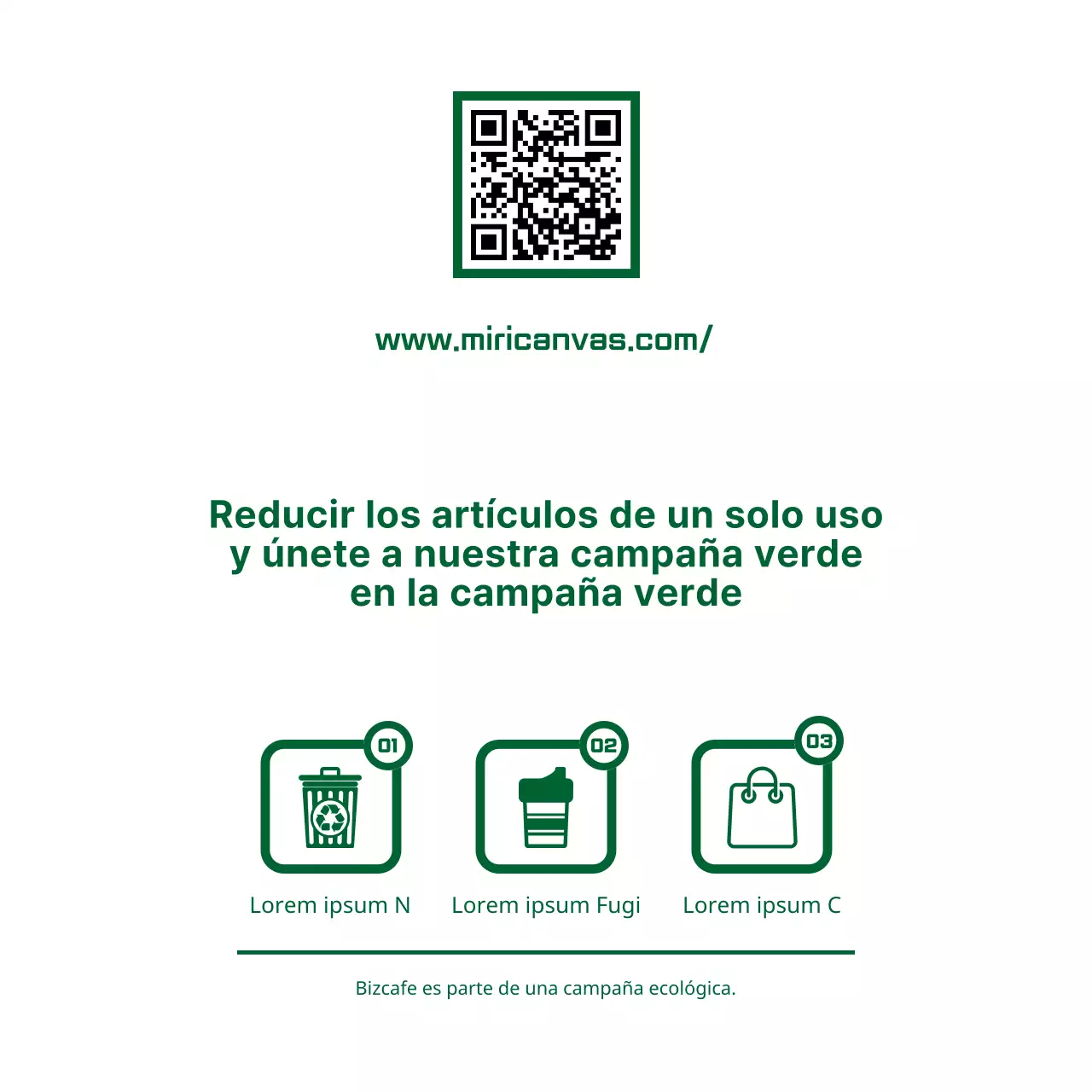 Estilo de diseño sencillo y limpio de combinación de texto e iconos en verde y blanco Guía de campaña verde