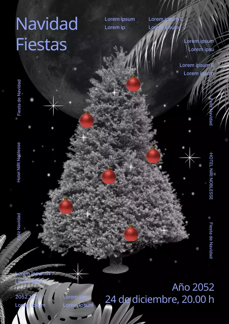 Invitación navideña de fin de año en azul y negro