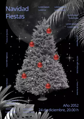 Invitación navideña de fin de año en azul y negro