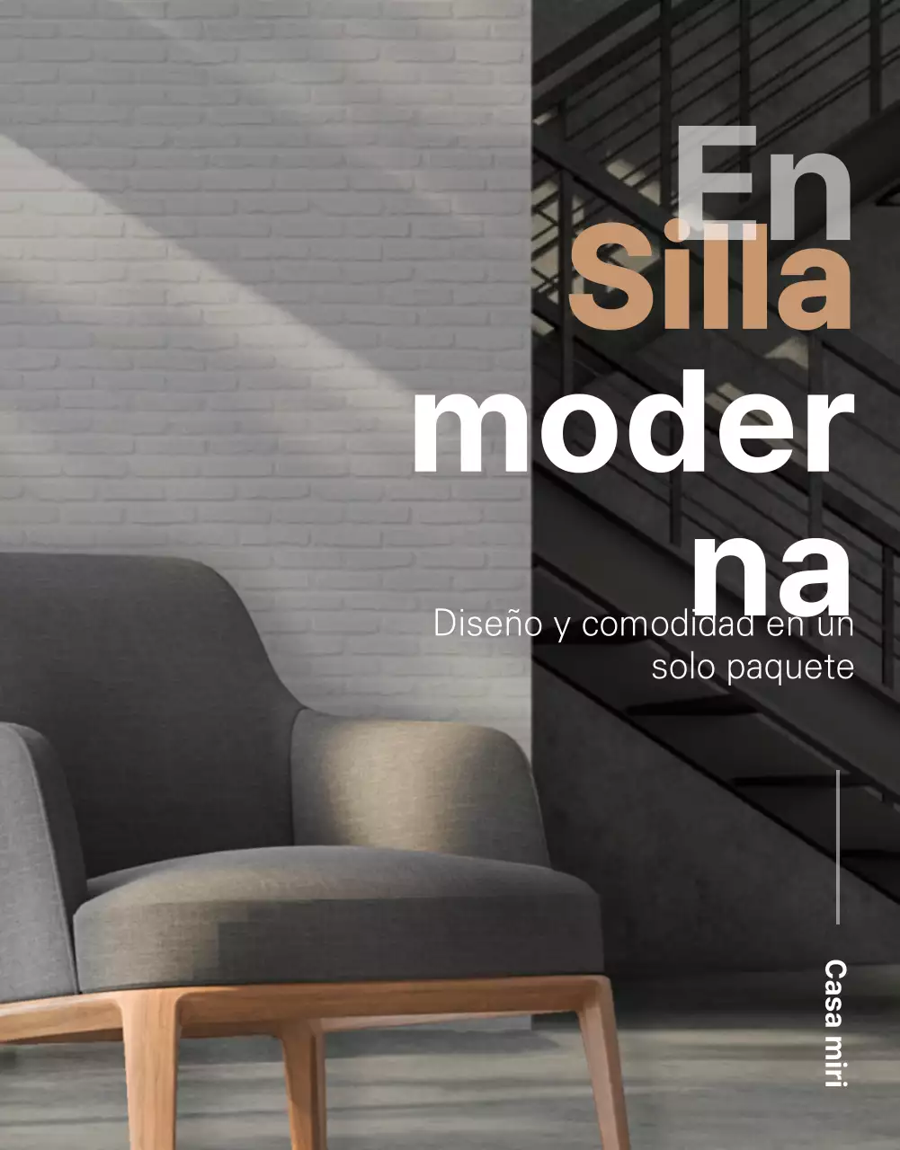 Silla moderna y sencilla en gris y marrón