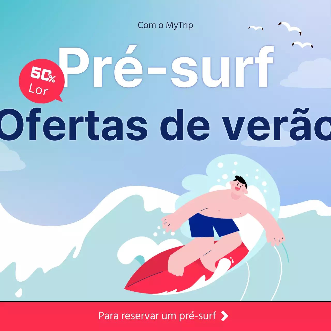 Azul Cool Surf Ilustração Surf Ofertas Redes sociais