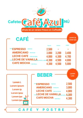 Diseña la carta de bebidas de una cafetería con un toque simpático