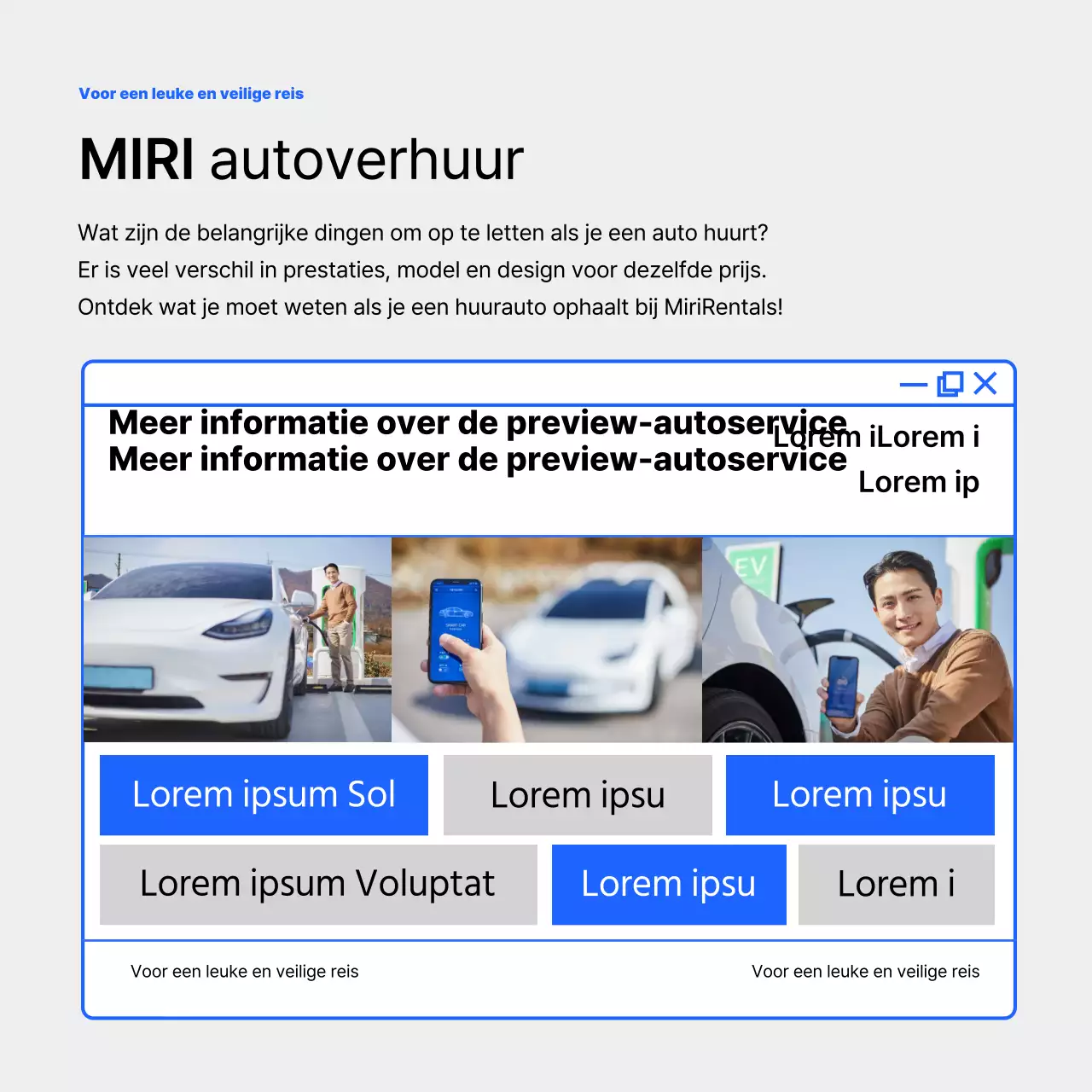De blauwe en paarse autoverhuurkaartNieuws