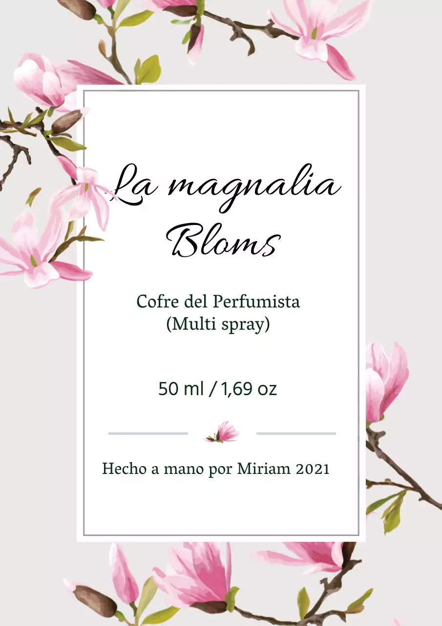 Etiqueta de perfume vintage con ilustración en gris