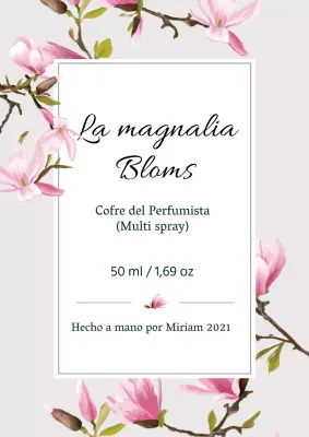 Etiqueta de perfume vintage con ilustración en gris