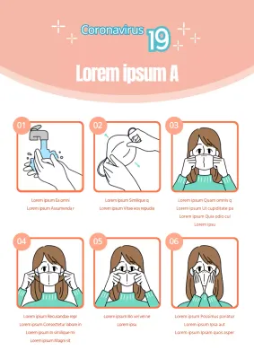Bonito folleto promocional en rosa y menta sobre la forma correcta de llevar una mascarilla