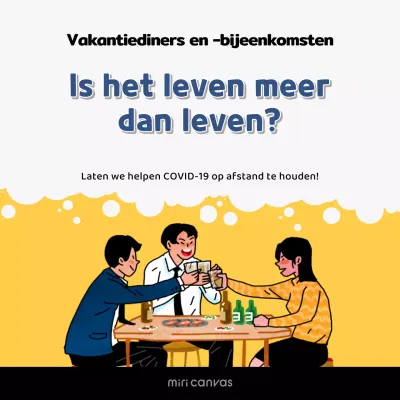 Vermijd Corona-vakantiefeesten in witte en gele social media-vierkanten