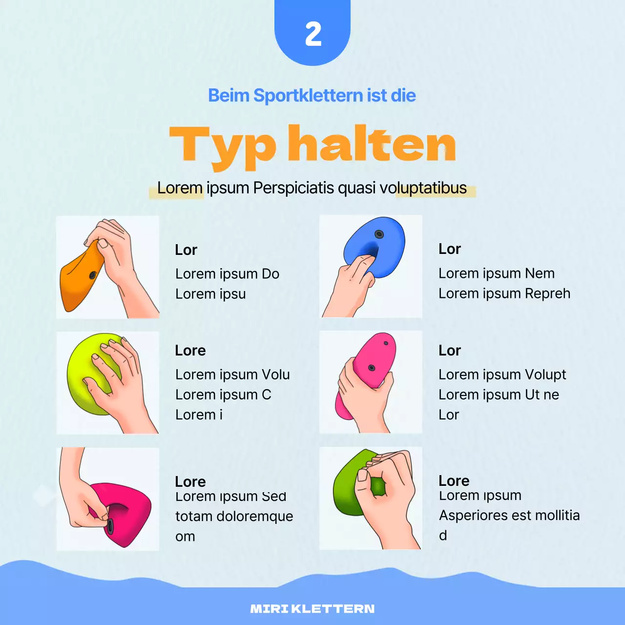 Kühle und dynamische Sportkletterkarte in Orange mit blauem HintergrundNews