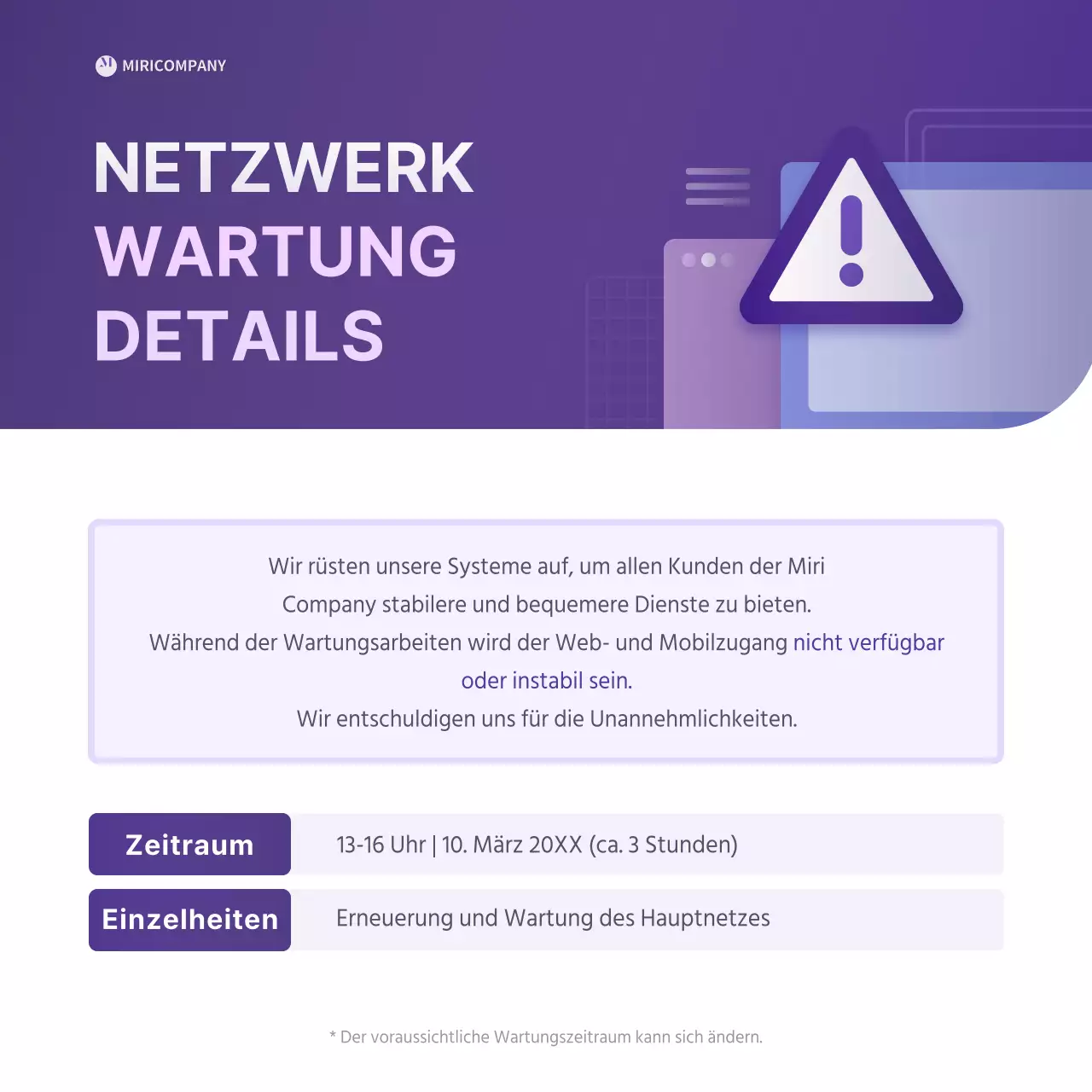 Ein einfacher, lila-weißer Leitfaden für Netzprüfungen