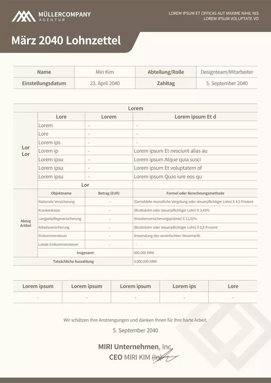 Elfenbeinbraun Einfacher Einzahlungsschein Dokumentation