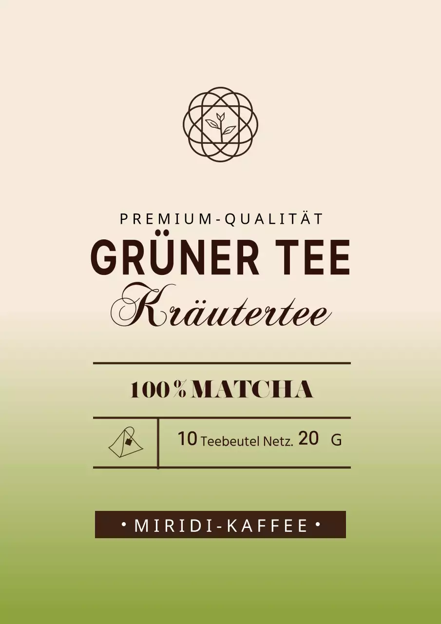 Einfaches grünes Teebeutel-Etikettendesign mit grünem Farbverlauf