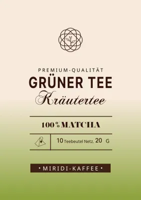 Einfaches grünes Teebeutel-Etikettendesign mit grünem Farbverlauf