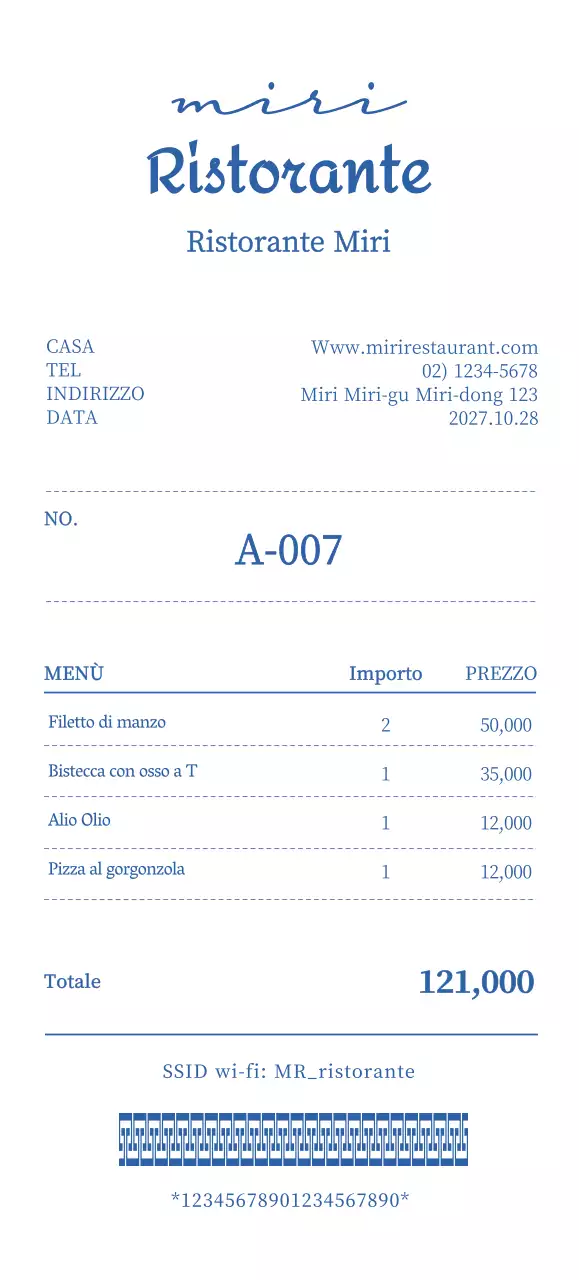 Ricevuta del logo di un ristorante con uno stile emozionale e semplice