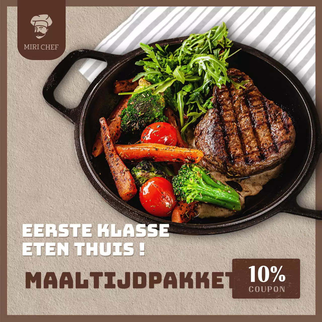 Gemarkeerde afbeeldingen in bruin Introductie van de Home Party Maaltijdkit