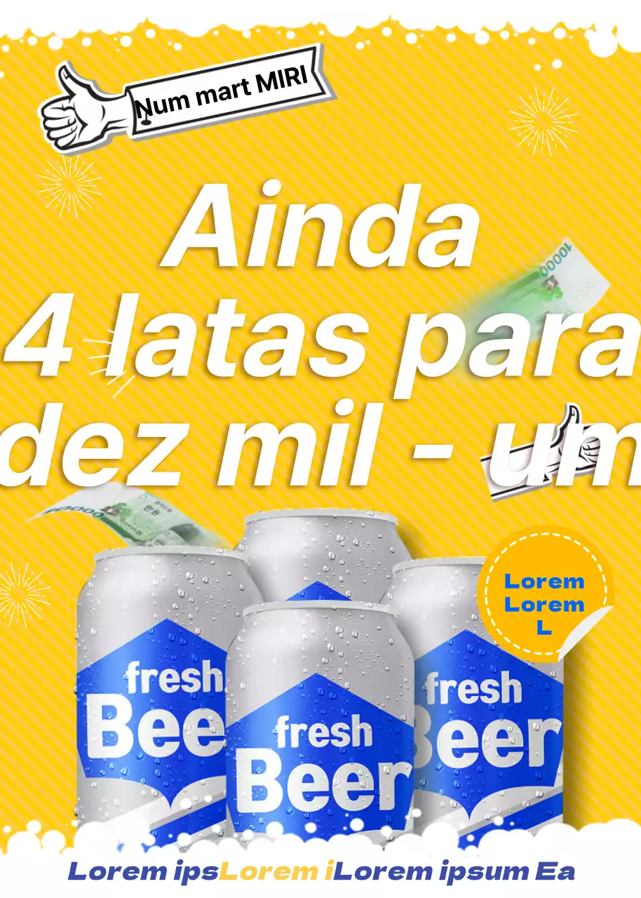 Uma página de evento de anúncio de cerveja amarela e branca refrescante