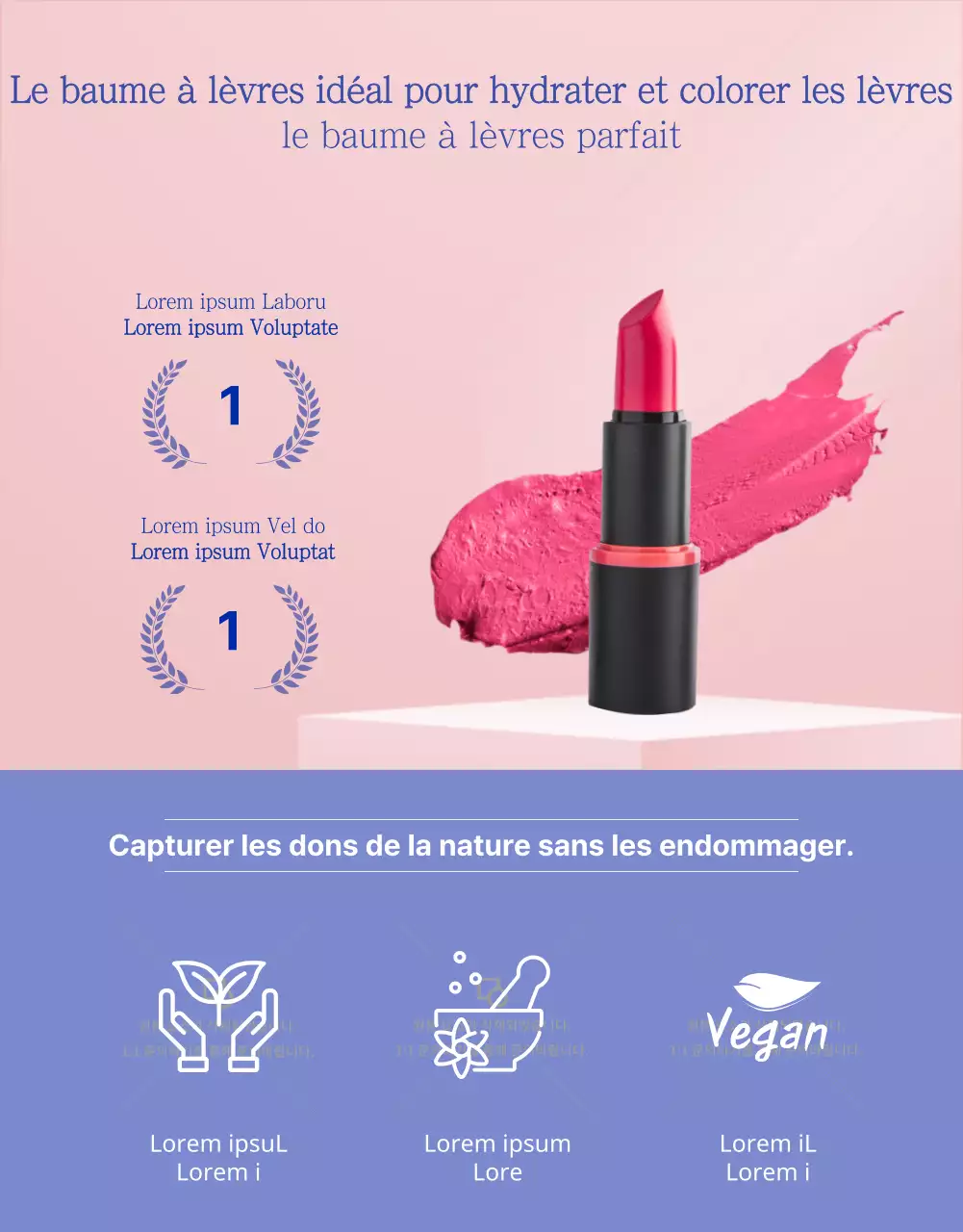 Publicité cosmétique lumineuse avec rouge à lèvres rose