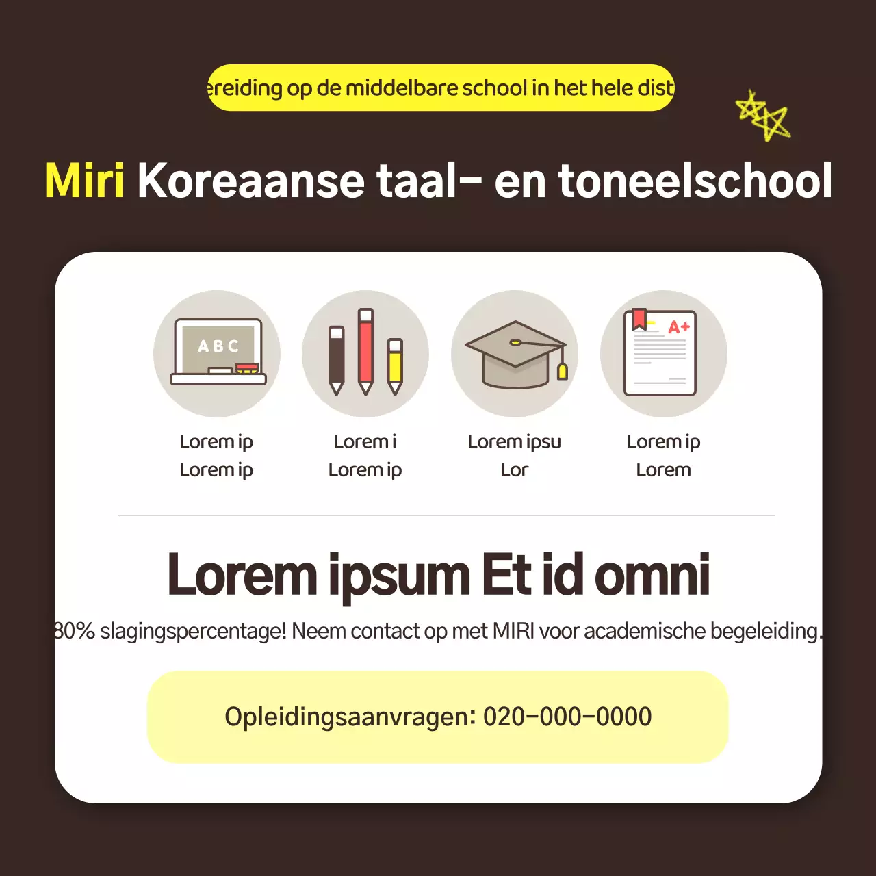 Een eenvoudige geel en zwart innerlijke rang analyse training school werving promotie