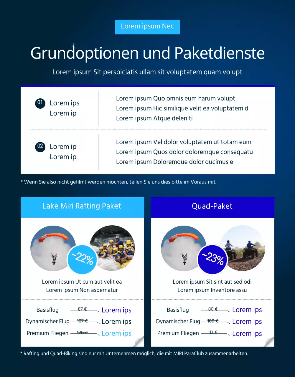 Einfaches, grünes und blaues Paragliding Detailseite