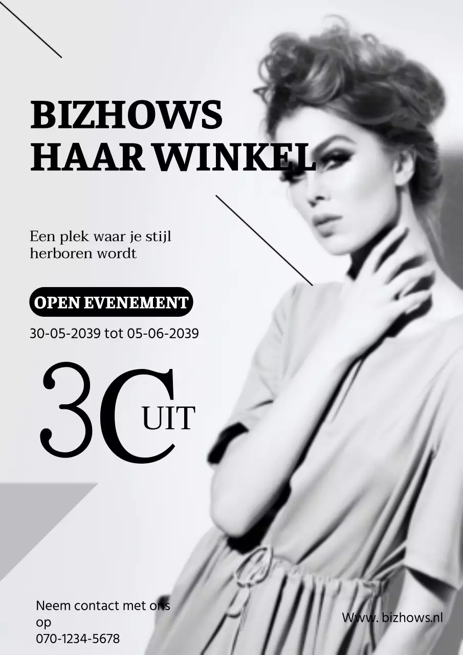 Eenvoudige kapsalon flyer in grijstinten