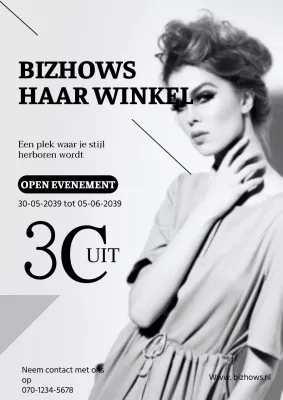 Eenvoudige kapsalon flyer in grijstinten