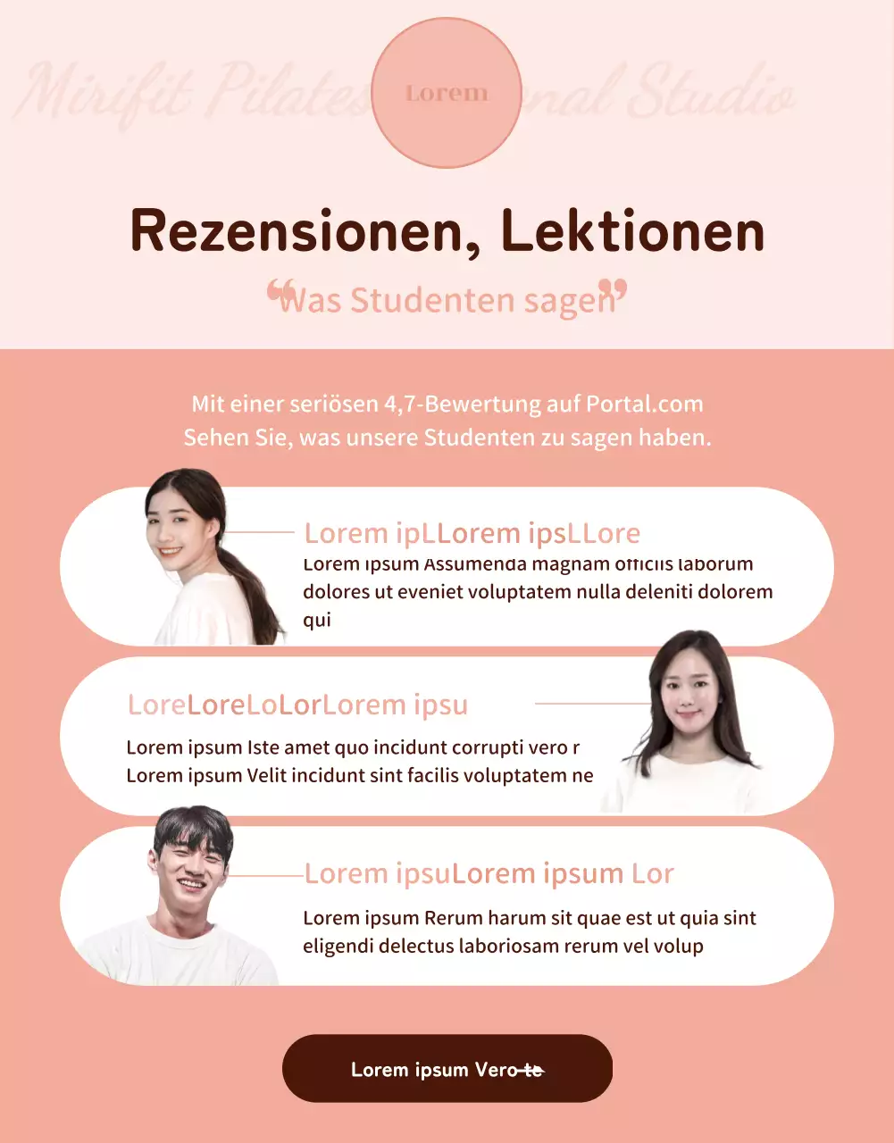 Monotones Pilates-Werbethema mit klaren Illustrationen und abgerundeten Formen