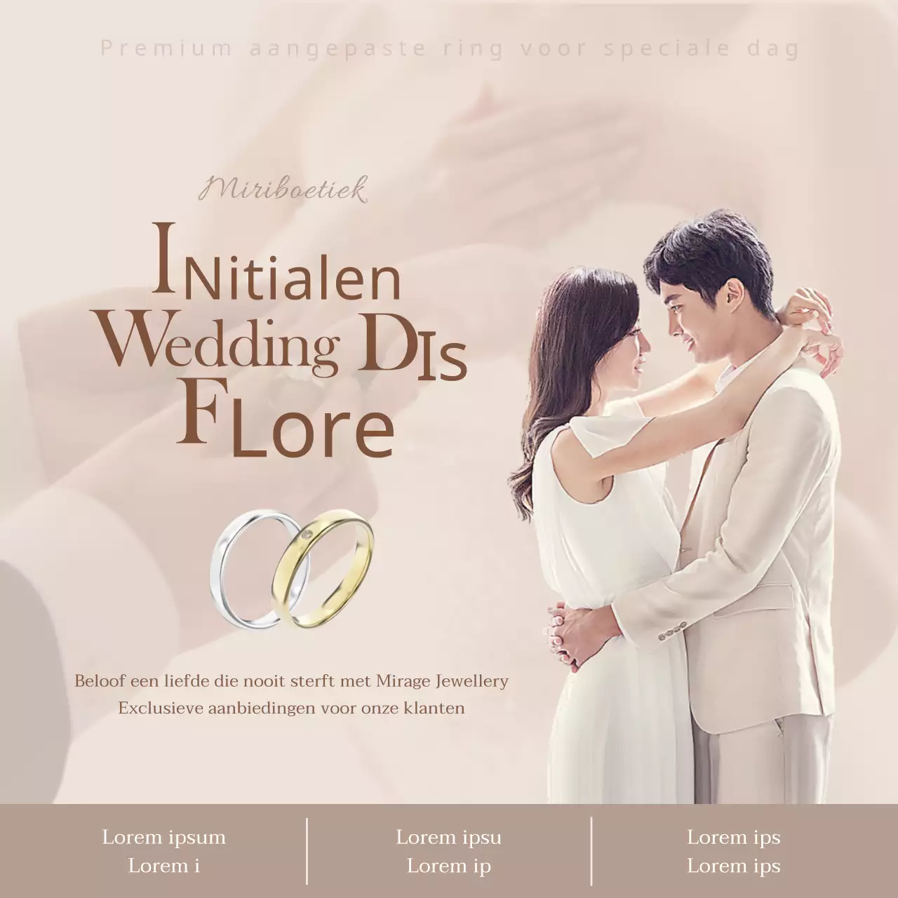 Op maat gemaakte trouwringen in beige tinten promoten