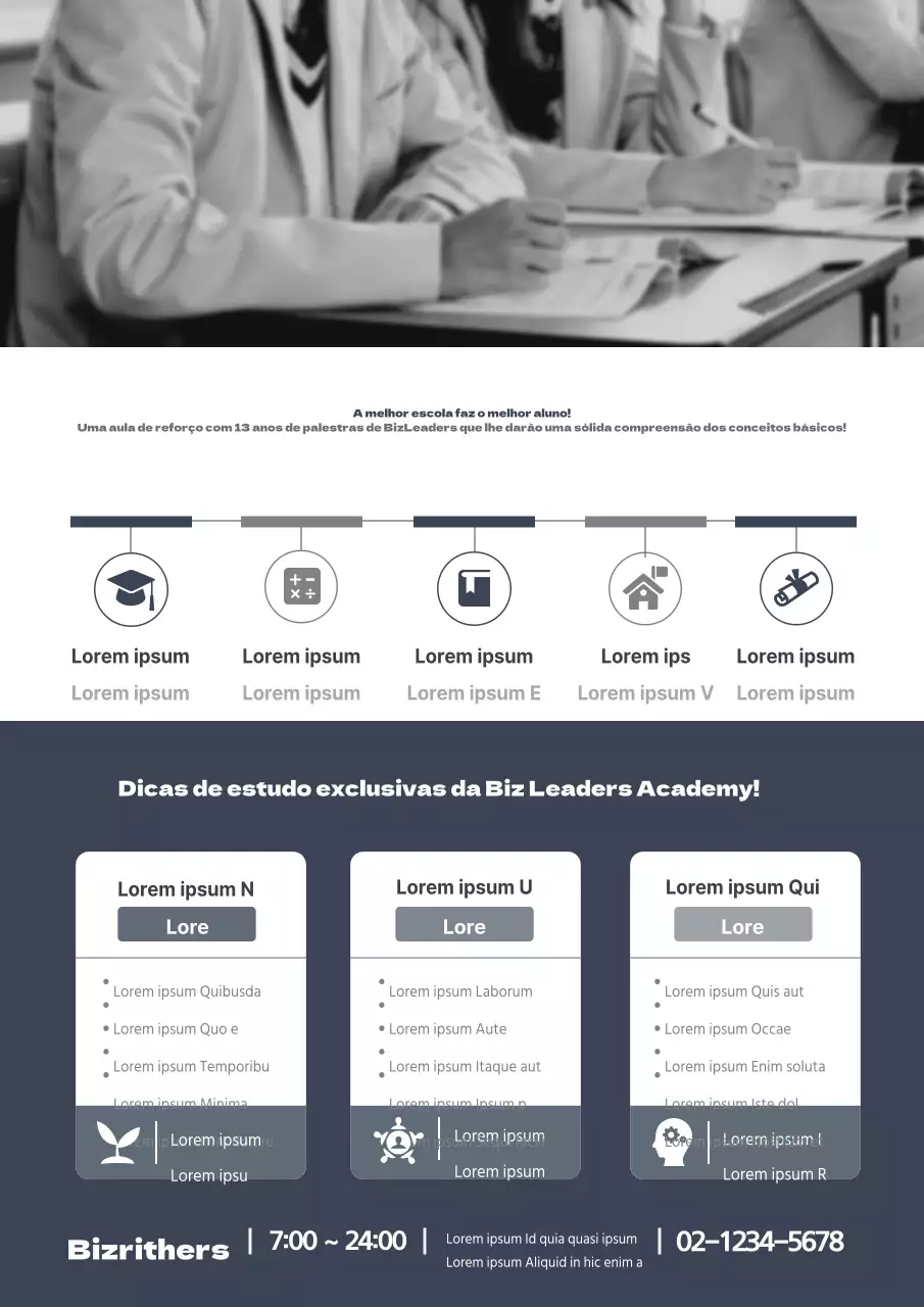 Promoção de uma academia com fotografias a preto e branco de alunos a praticar sodomia