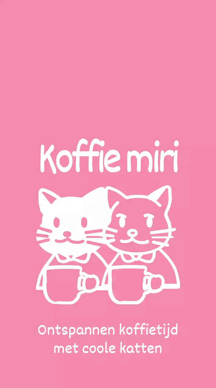 Illustratie van een roze koffiedrinkende kat