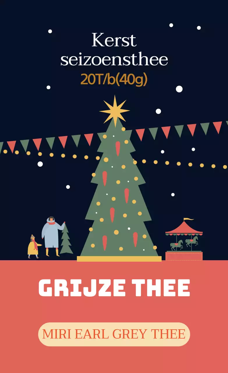 Groen Rood Illustratie Kerstmis Seizoen Earl Grey Thee Etiket