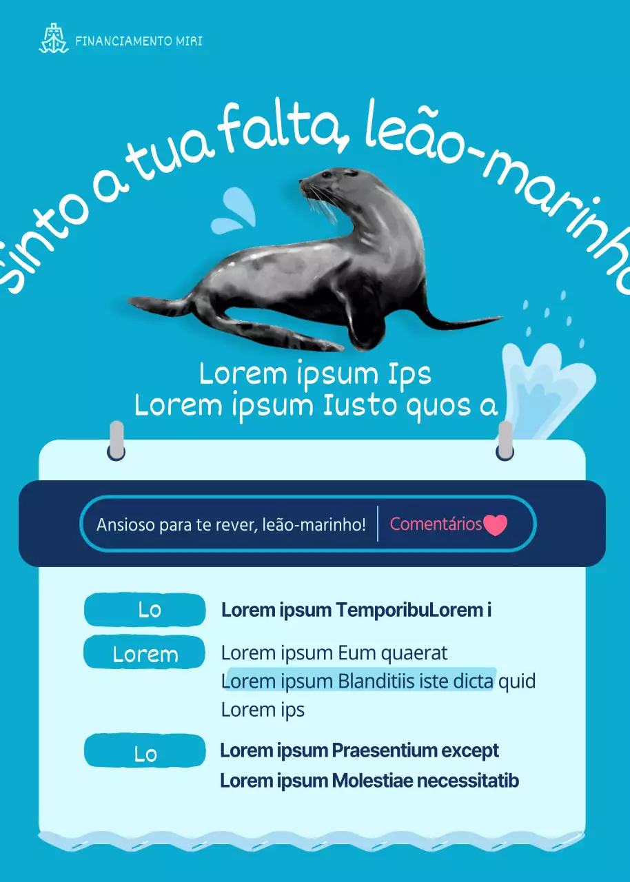 Tema de proteção do leão-marinho azul