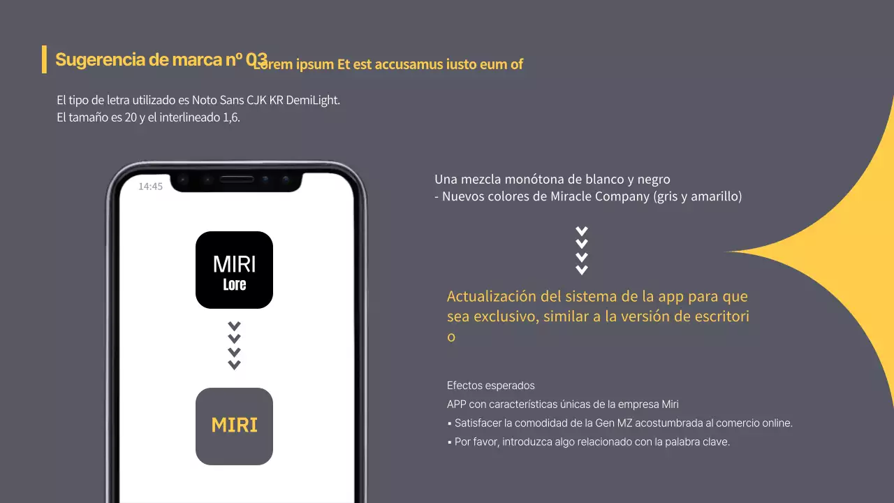 Propuesta de marca de prácticas de moda en gris y amarillo