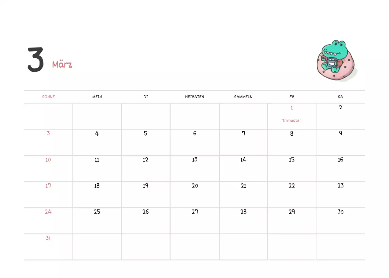 Ein Kalender mit einem niedlichen Argo-Illustrationskonzept