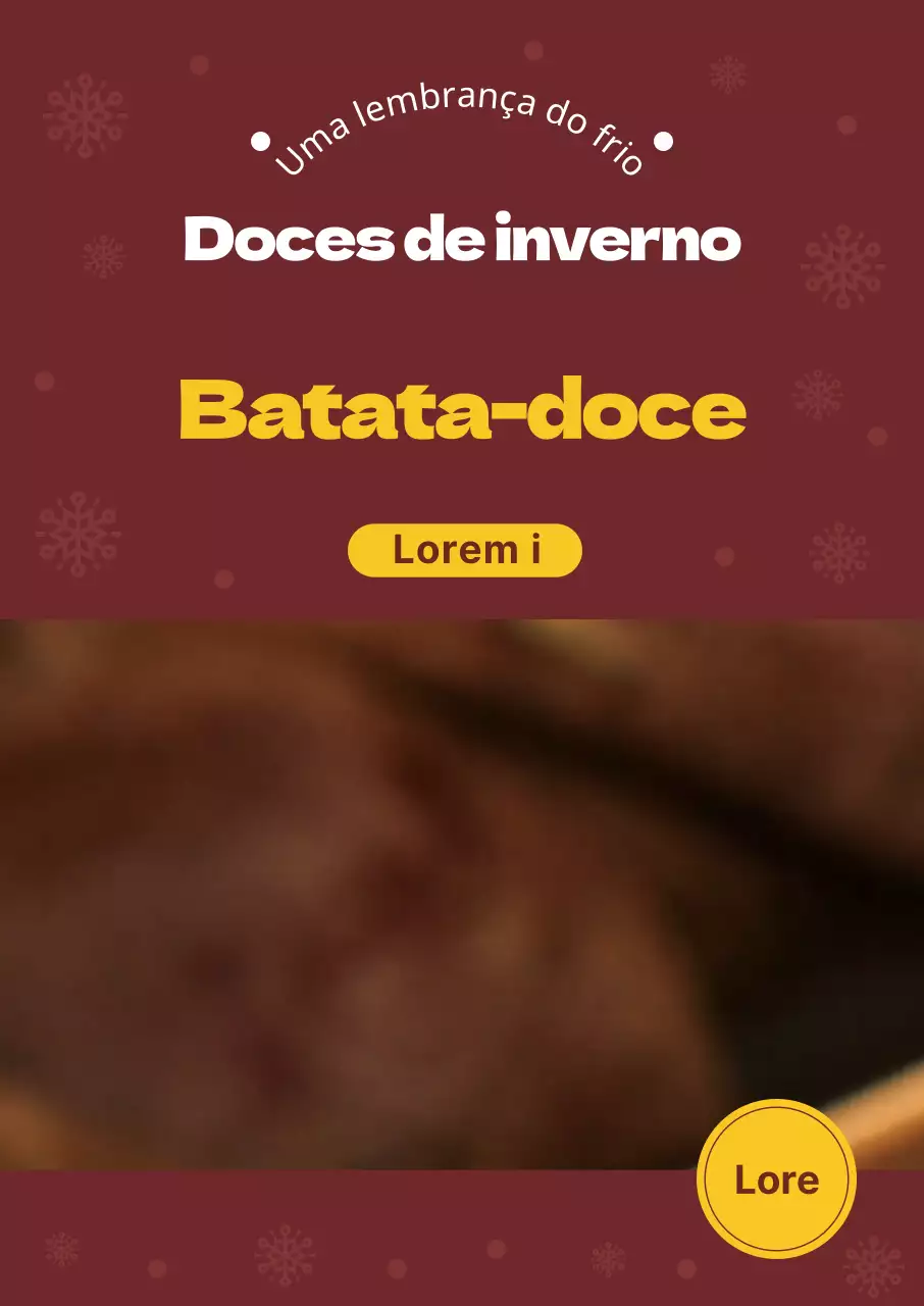 Anúncio de menu de batata-doce com foto castanha
