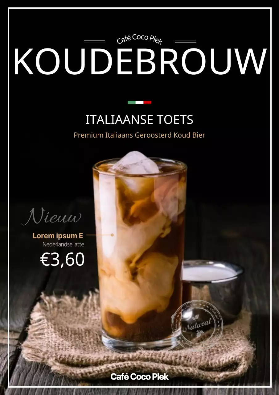 Maak reclame voor een nieuw koud brouwmenu