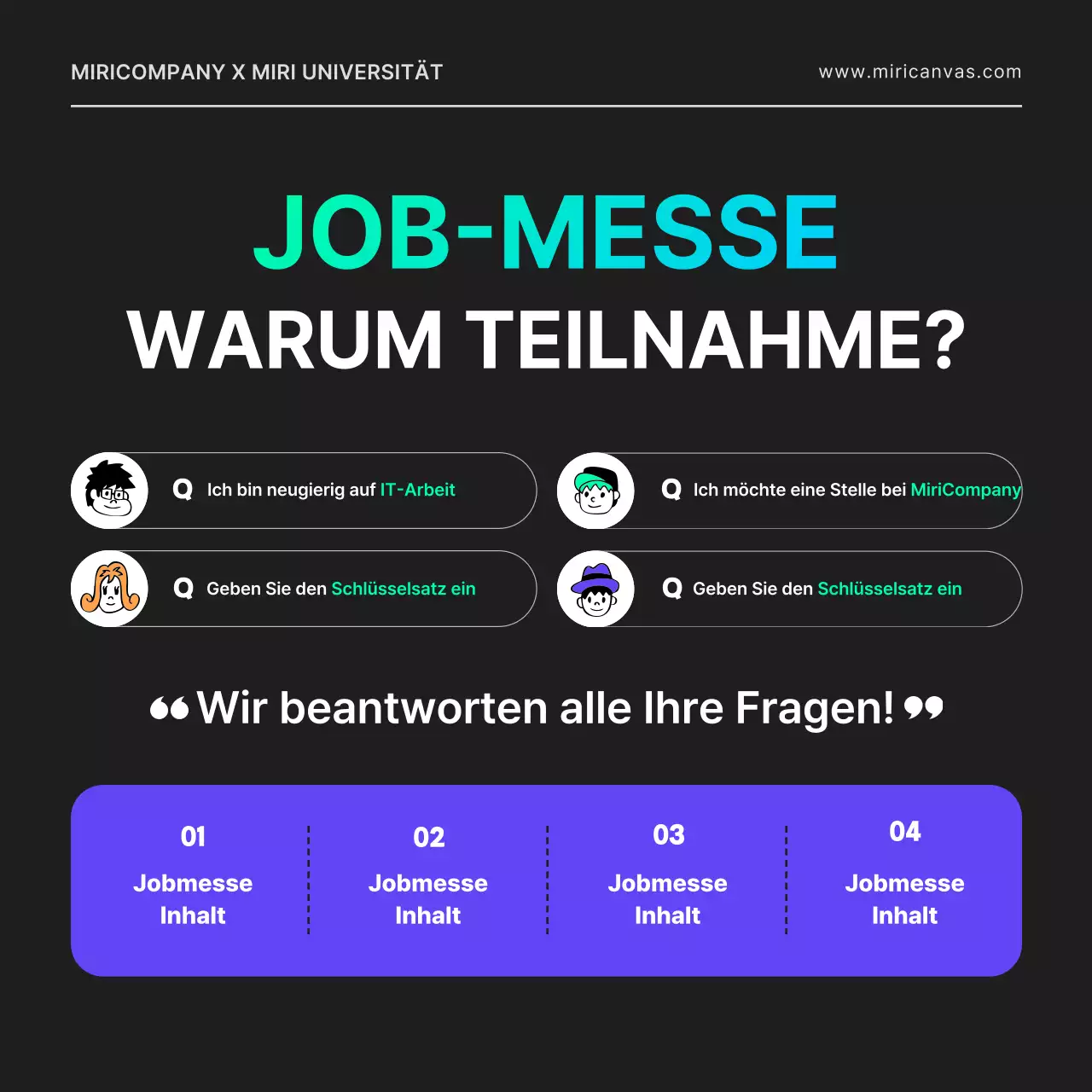 Eine Online-Stellenbörse für einen IT-Entwickler mit City-Pop-Atmosphäre, mit geometrischen Formen in Schwarz und Neonfarben.