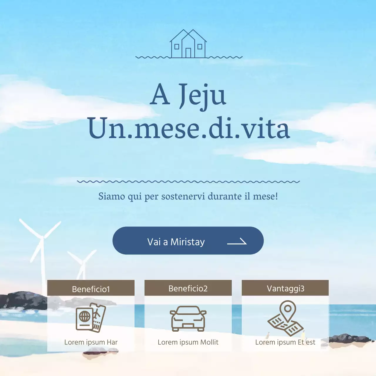 Evento Jeju Hanmalsalgi con sfondo illustrativo emozionale blu