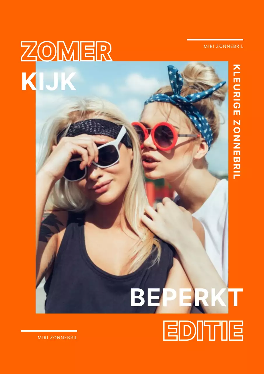 Oranje Casual Zomer ModeItem ZonnebrilLimited Edition Poster