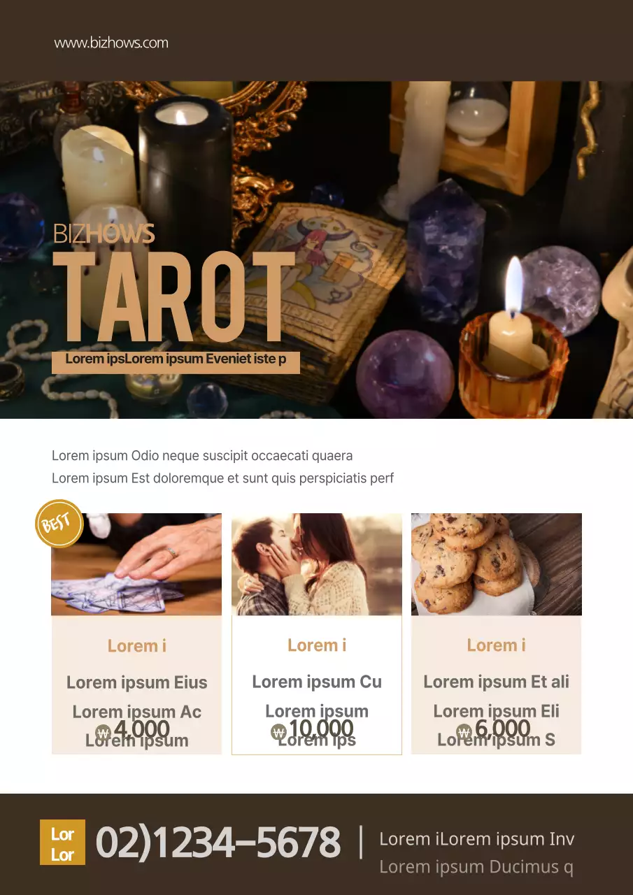 Faites la promotion de votre magasin de cartes de tarot avec des photos brunes et mystiques