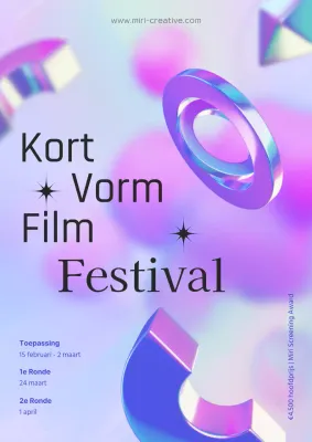 Paars en blauw holografisch 3D kortfilmfestival
