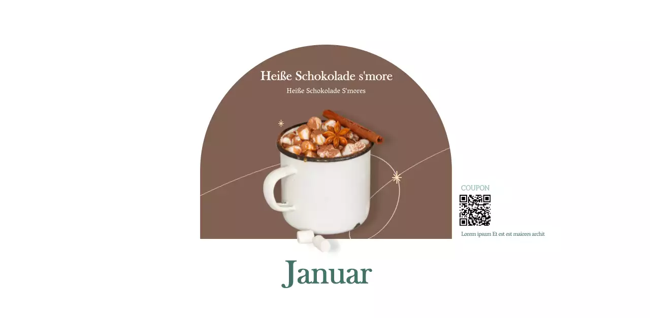 Cafe-Kalender mit Empfehlungen für das Getränk des Monats